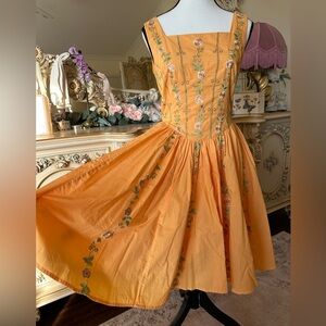 JessaKae Orange Floral Midi Dress